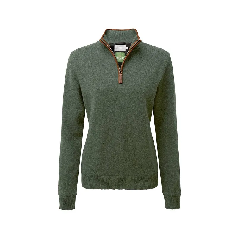 Schoffel Womens Lambswool Aerobloc 1/4 Zip Jumper Cedar Green